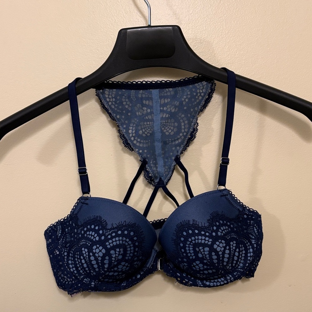 Dream Angels Navy Lace Front Close Bra